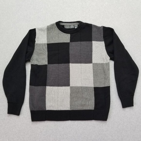 Oscar De La Renta Sweater Mens Large Pullover Long Sleeve Color Block‎ - Picture 1 of 8